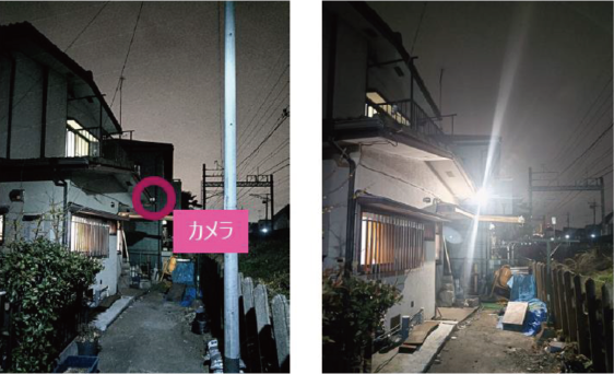 夜間のLED点灯時のカメラ外観イメージ